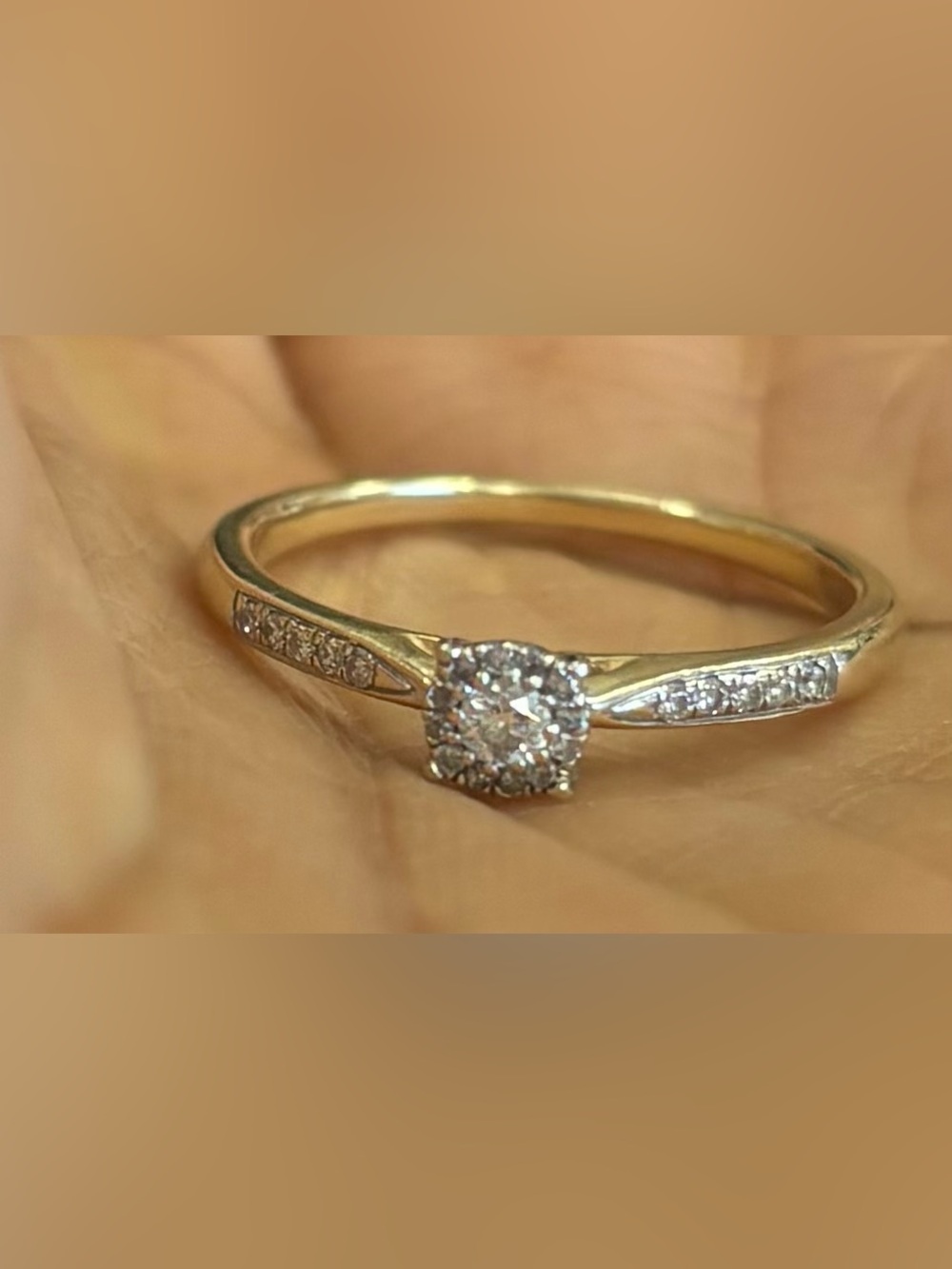 14K Gold and Diamond Halo Engagement Ring - Yellow Gold